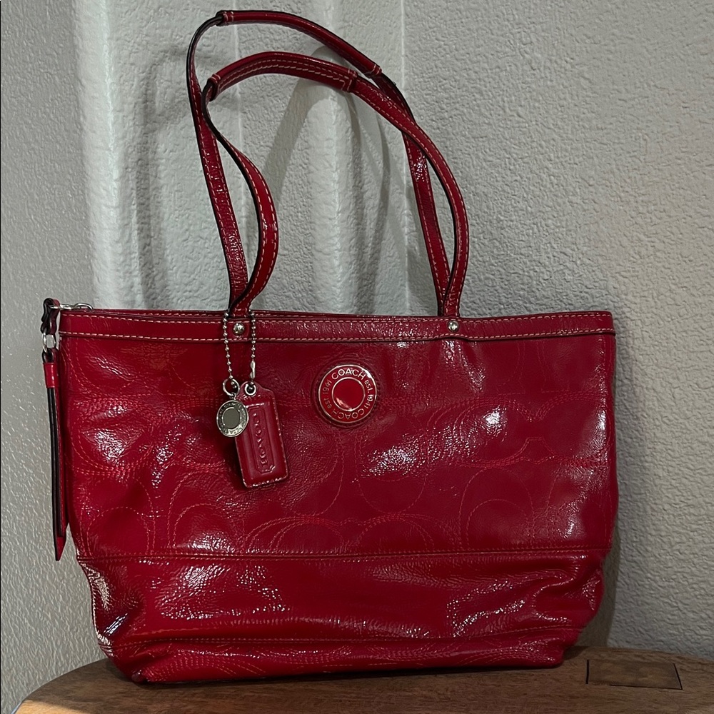 Coach Patent Red Tote Bag